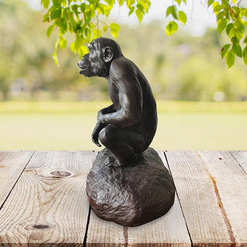Chimp Hooting Forever (Small Bronze)