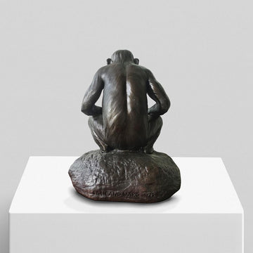 Chimp Hooting Forever (Small Bronze)