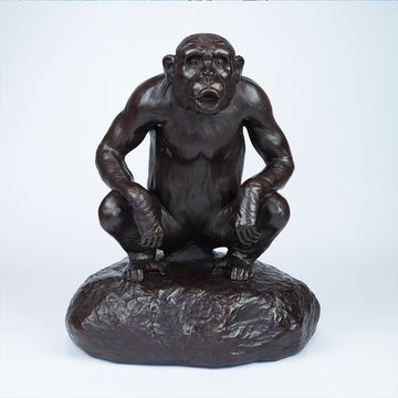 Chimp Hooting Forever (Small Bronze)