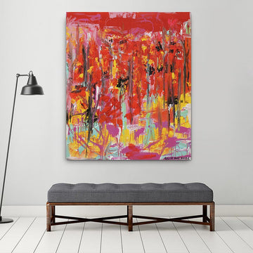 Illawara Flame Trees Glowing on a Hot Summer Morning (Original Painting)