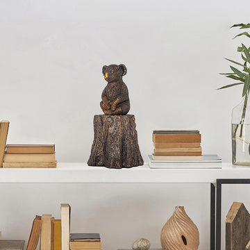 Lewis The Koala on Tree Stump (Resin Sculpture)
