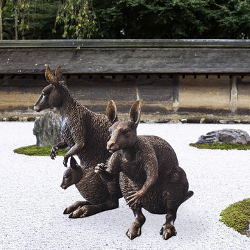 The Kangaroo Family Were Hopping Around (Bronze Sculpture)