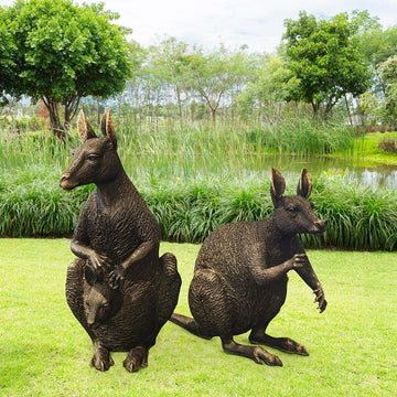 The Kangaroo Family Were Hopping Around (Bronze Sculpture)