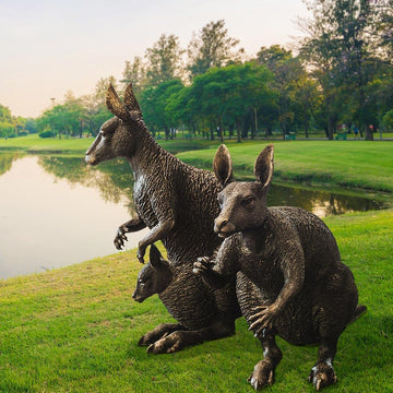 The Kangaroo Family Were Hopping Around (Bronze Sculpture)