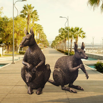 The Kangaroo Family Were Hopping Around (Bronze Sculpture)