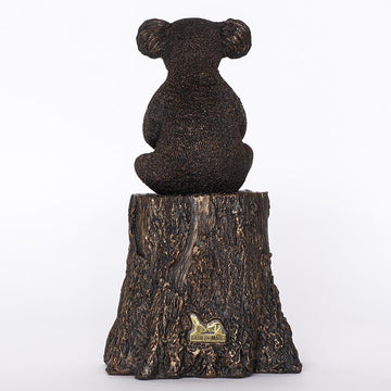 Lewis The Koala on Tree Stump (Resin Sculpture)
