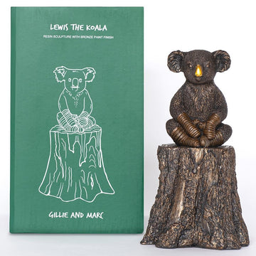 Lewis The Koala on Tree Stump (Resin Sculpture)