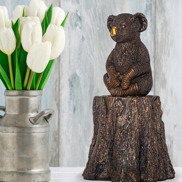 Lewis The Koala on Tree Stump (Resin Sculpture)