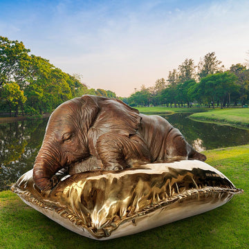 Large Sleeping Beauty Elephant (Bronze Sculpture)