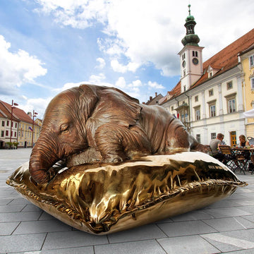 Large Sleeping Beauty Elephant (Bronze Sculpture)
