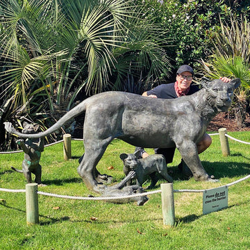 Lioness and Cubs (Bronze Sculpture)