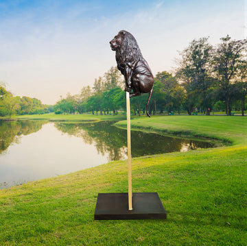 The Lion Took One Giant Step Up (Bronze Sculpture)