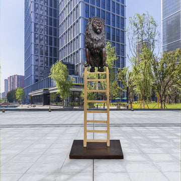 The Lion Took One Giant Step Up (Bronze Sculpture)