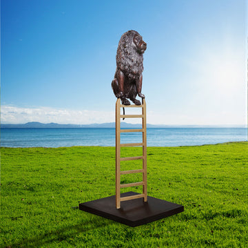 The Lion Took One Giant Step Up (Bronze Sculpture)