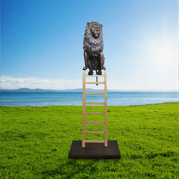 The Lion Took One Giant Step Up (Bronze Sculpture)