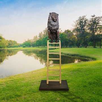 The Lion Took One Giant Step Up (Bronze Sculpture)