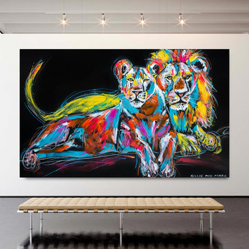 Romeo and Juliet the lions, would stay lovers forever (Original Painting)