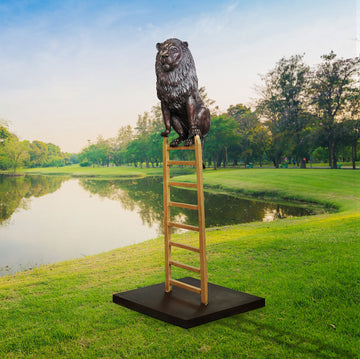 The Lion Took One Giant Step Up (Bronze Sculpture)