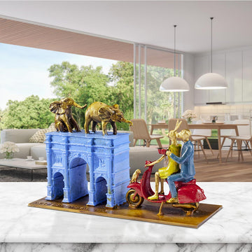 They Loved the Orphan Elephants in London (Bronze Sculpture, Miniature)