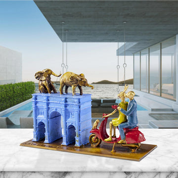 They Loved the Orphan Elephants in London (Bronze Sculpture, Miniature)