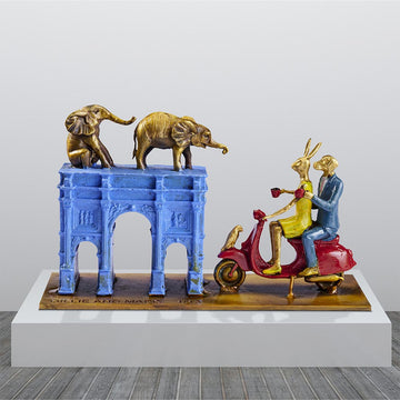 They Loved the Orphan Elephants in London (Bronze Sculpture, Miniature)