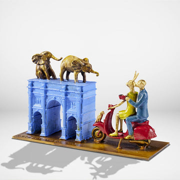 They Loved the Orphan Elephants in London (Bronze Sculpture, Miniature)