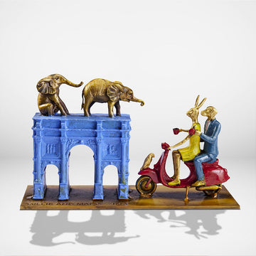 They Loved the Orphan Elephants in London (Bronze Sculpture, Miniature)