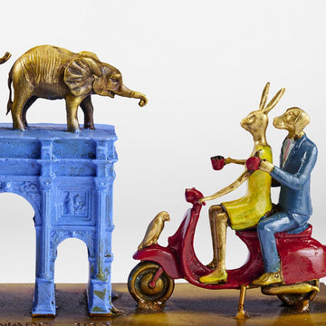 They Loved the Orphan Elephants in London (Bronze Sculpture, Miniature)