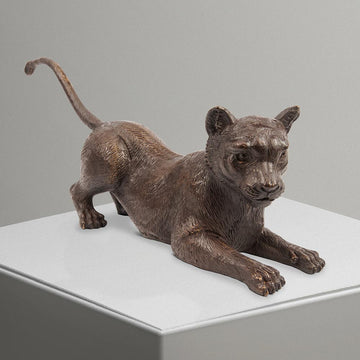 The Cub Crouched Low (Bronze Sculpture)