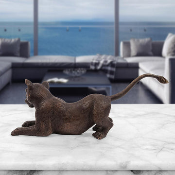 The Cub Crouched Low (Bronze Sculpture)