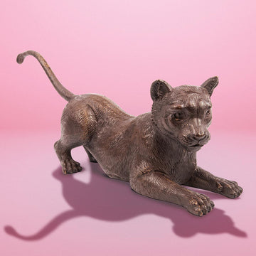 The Cub Crouched Low (Bronze Sculpture)
