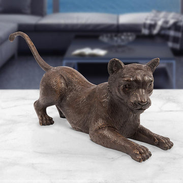 The Cub Crouched Low (Bronze Sculpture)