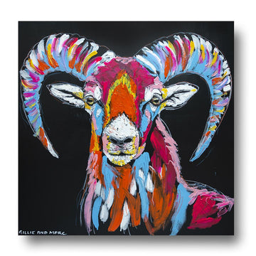 Maurice the Mouflon Was Looking Forward to Traveling to Far Away Places (Original Painting)