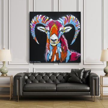 Maurice the Mouflon Was Looking Forward to Traveling to Far Away Places (Original Painting)