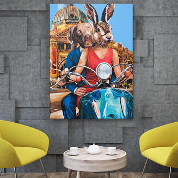 The Vespa Riders in Melbourne (Original Painting)