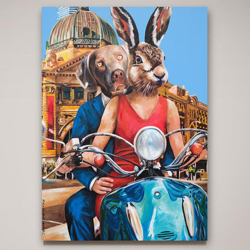 The Vespa Riders in Melbourne (Original Painting)