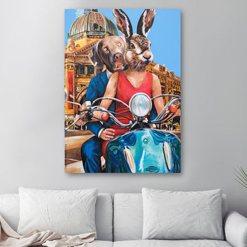 The Vespa Riders in Melbourne (Original Painting)