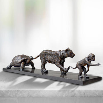 Love the Brown Spider Monkey, the Jaguar and the Giant Galapagos Tortoise (Bronze Sculpture)