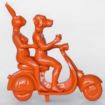 Vespa Riders (Resin Sculpture)