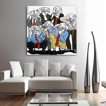 The paparazzi dogs standing (Original Painting)