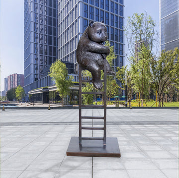 The Panda Took One Giant Step Up (Bronze Sculpture)
