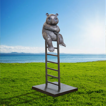 The Panda Took One Giant Step Up (Bronze Sculpture)