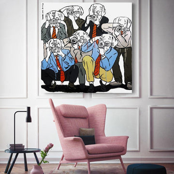 The paparazzi dogs standing (Original Painting)