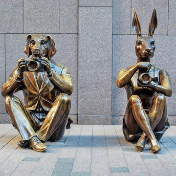 Paparazzi Dogman & Paparazzi Rabbitwoman (Bronze Sculpture)