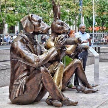 Paparazzi Dogman & Paparazzi Rabbitwoman (Bronze Sculpture)