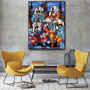 The paparazzi dogs saw something they could never believe they saw (Original Painting)