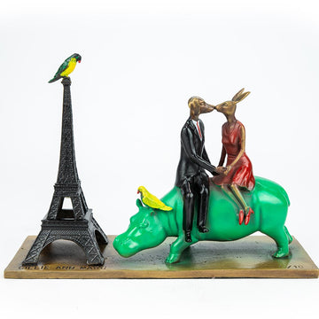 They Fell Wildly in Love in Paris (Bronze Sculpture, Miniature)