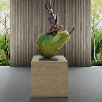 Rabbitwoman Had a Beautiful Pear (Bronze Sculpture, Mid-Size)