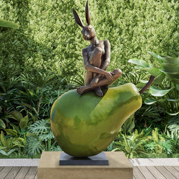 Rabbitwoman Had a Beautiful Pear (Bronze Sculpture, Mid-Size)