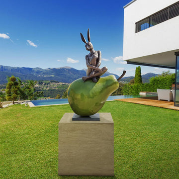 Rabbitwoman Had a Beautiful Pear (Bronze Sculpture, Mid-Size)